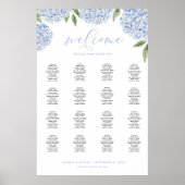 Blue Hydrangea Extra Large Seating Chart Poster ポスター (正面)