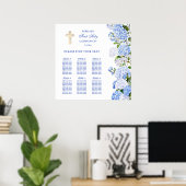 Blue Hydrangea First Communion Seating Chart ポスター (ホームオフィス)