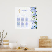 Blue Hydrangea First Communion Seating Chart ポスター (キッチン)