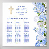 Blue Hydrangea First Communion Seating Chart ポスター (正面)