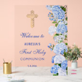 Blue Hydrangea First Communion Welcome アクリルサイン (ウェディング)