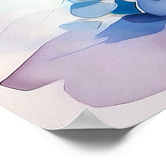 Blue Hydrangea Floral Art ポスター (角)