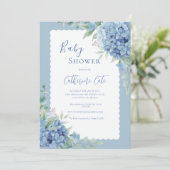 Blue Hydrangea Floral Baby Elegant Shower 招待状 (スタンド正面)