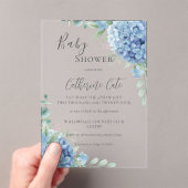 Blue Hydrangea Floral Baby Shower アクリル招待状 (インサイチュ (ポータブル))
