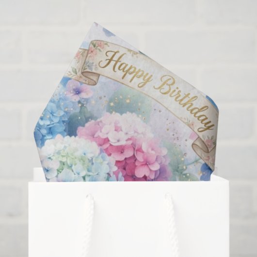 Blue Hydrangea Floral Birthday  薄葉紙 (ギフトバッグ)