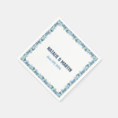 Blue Hydrangea Floral Border Wedding Personalized スタンダードカクテルナプキン (角)
