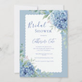 Blue Hydrangea Floral Bridal Elegant Shower 招待状 (正面)