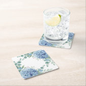 Blue Hydrangea Floral Bridal Shower スクエアペーパーコースター (インサイチュ)