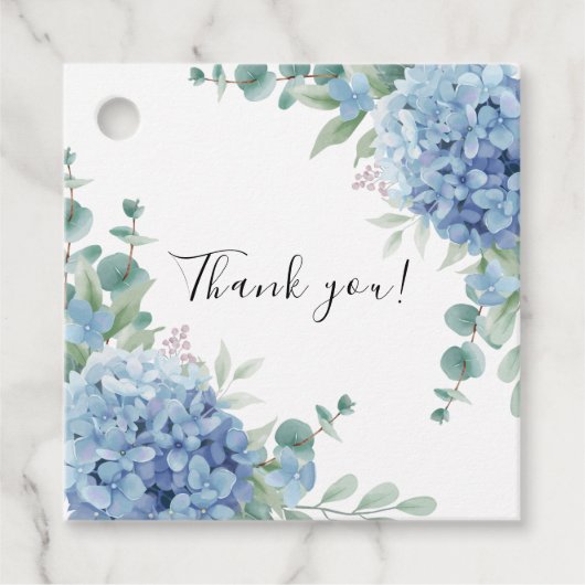 Blue Hydrangea Floral Bridal Shower フェイバータグ (正面)