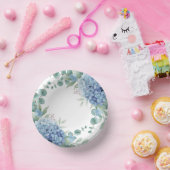 Blue Hydrangea Floral Bridal Shower ペーパーボウル (パーティー)