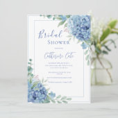Blue Hydrangea Floral Bridal Shower 招待状 (スタンド正面)