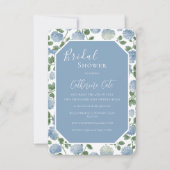 Blue Hydrangea Floral Bridal Shower Invitation 招待状 (正面)