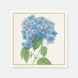 Blue Hydrangea Floral Cocktail Napkin | Elegant スタンダードカクテルナプキン