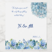 Blue Hydrangea Floral Funny Quote Wedding ワインラベル (シングルラベル)