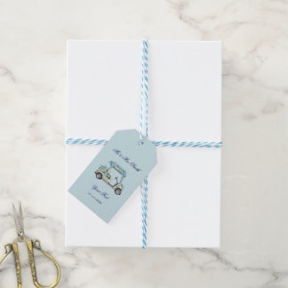 Blue Hydrangea Floral Golf Cart Wedding Favor Tags ギフトタグ