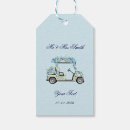 Blue Hydrangea Floral Golf Cart Wedding Favor Tags ギフトタグ