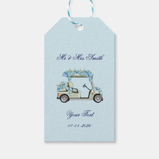 Blue Hydrangea Floral Golf Cart Wedding Favor Tags ギフトタグ