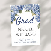 Blue Hydrangea Floral Grad Announcement Card 案内状