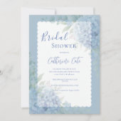 Blue Hydrangea Floral Pastel Bridal Shower 招待状 (正面)