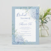 Blue Hydrangea Floral Pastel Bridal Shower 招待状 (スタンド正面)