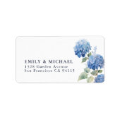 Blue Hydrangea Floral Return Address Label ラベル (正面)