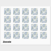 Blue Hydrangea Floral Sticker • Coastal Gift スクエアシール (シート)