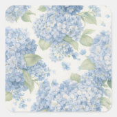 Blue Hydrangea Floral Sticker • Coastal Gift スクエアシール (正面)