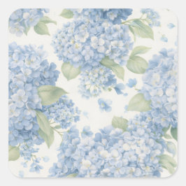 Blue Hydrangea Floral Sticker • Coastal Gift スクエアシール