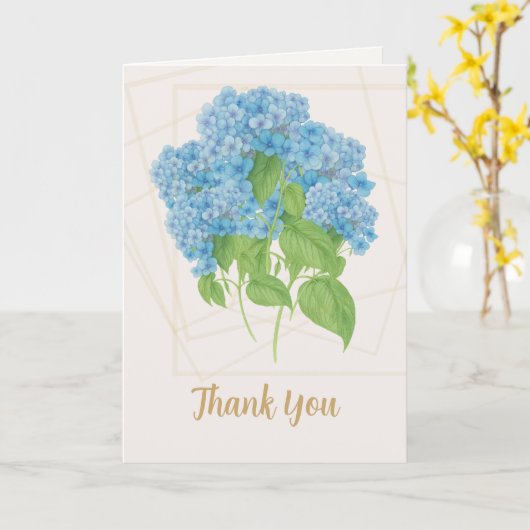 Blue Hydrangea Floral | Thank You カード (黄色い花)
