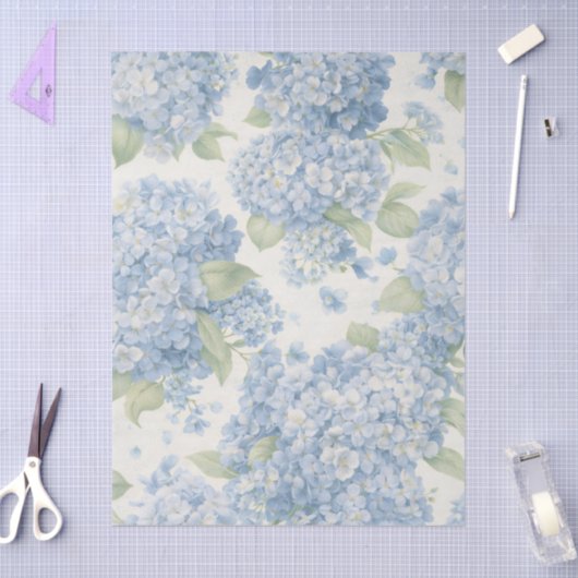 Blue Hydrangea Floral Tissue Paper 薄葉紙 (クラフト)