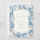 Blue Hydrangea Floral Vintage Baby Shower 招待状 (正面)