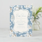 Blue Hydrangea Floral Vintage Baby Shower 招待状 (スタンド正面)