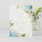 Blue Hydrangea Floral Watercolor Bridal Shower 招待状 (スタンド正面)