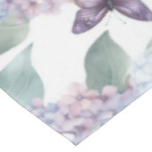 Blue Hydrangea Floral Watercolor Butterfly テーブルクロス (アングル)