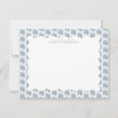 Blue Hydrangea Floral Wavy Border Note Card ノートカード (正面)