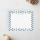 Blue Hydrangea Floral Wavy Border Note Card ノートカード (正面/裏面インサイチュ)
