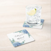 Blue Hydrangea Floral Wedding  スクエアペーパーコースター (インサイチュ)