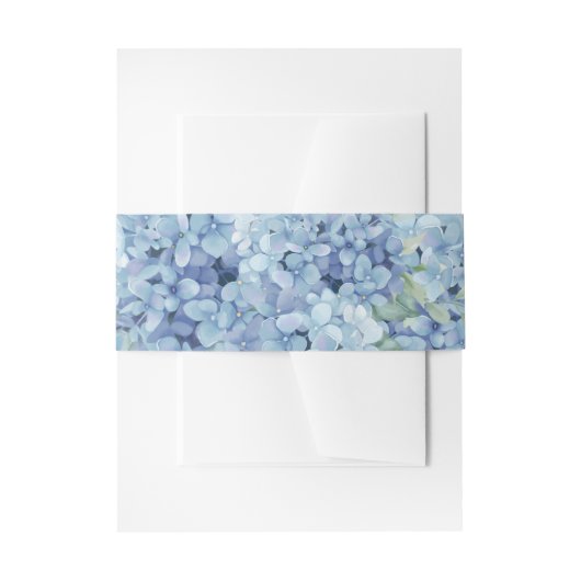 Blue Hydrangea Floral Wedding  招待状ベリーバンド (正面例)