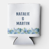 Blue Hydrangea Floral Wedding Favor 缶クーラー (正面)