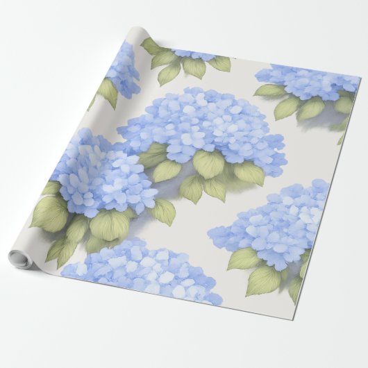 Blue Hydrangea Floral Wrap Roll – Boutique ラッピングペーパー (アンロールド)