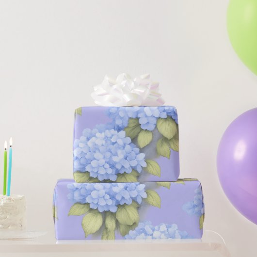 Blue Hydrangea Floral Wrapping Paper ラッピングペーパー (パーティーギフト)