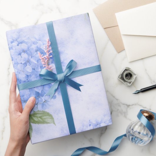 Blue Hydrangea Floral Wrapping Paper ラッピングペーパー (ギフト)