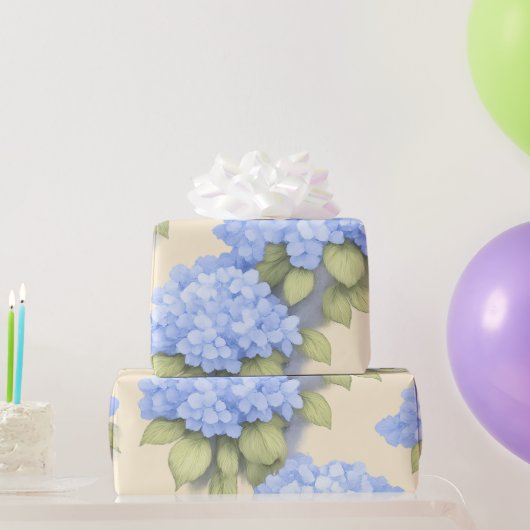 Blue Hydrangea Floral Wrapping Paper ラッピングペーパー (パーティーギフト)