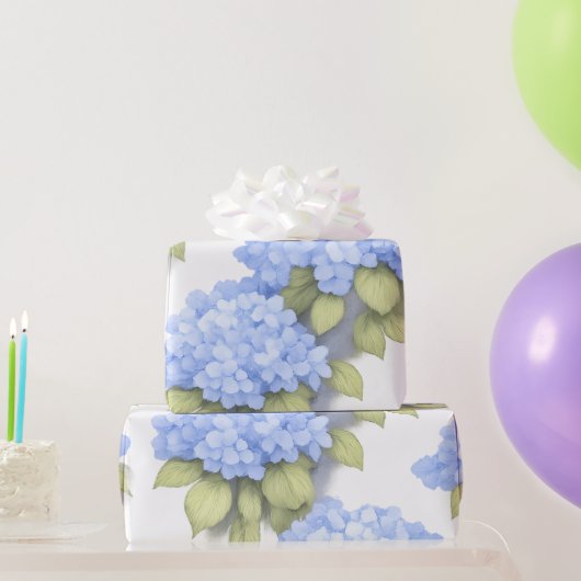 Blue Hydrangea Floral Wrapping Paper – Boutique ラッピングペーパー (パーティーギフト)