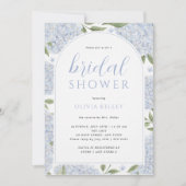 Blue Hydrangea Flower Arch Bridal Shower 招待状 (正面)
