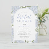 Blue Hydrangea Flower Arch Bridal Shower 招待状 (スタンド正面)