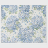Blue Hydrangea Flower Blooms Gift Wrap ラッピングペーパー (フラット)