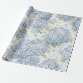 Blue Hydrangea Flower Blooms Gift Wrap ラッピングペーパー (アンロールド)