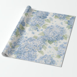 Blue Hydrangea Flower Blooms Gift Wrap ラッピングペーパー