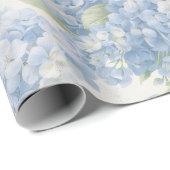 Blue Hydrangea Flower Blooms Gift Wrap ラッピングペーパー (ロールコーナー)